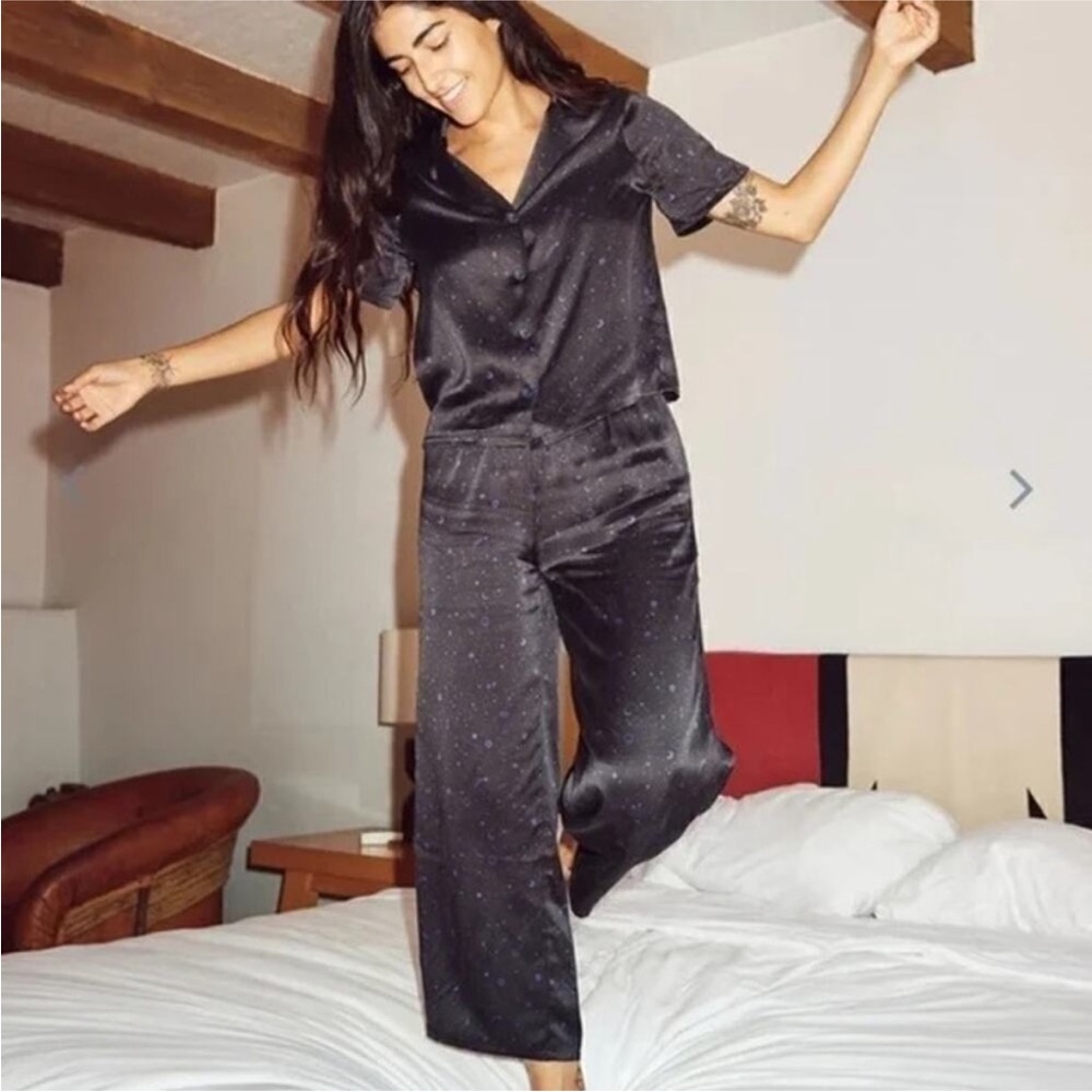 Marine Layer Washable Silk Pajama Pant in Anthracite Mystic Print Women’s SZ S